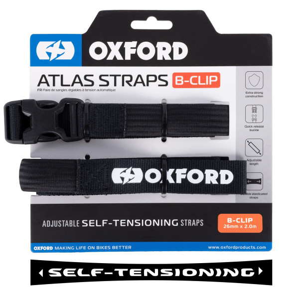Oxford ATLAS B CLIP 26mm x 2.0M Black(pair)